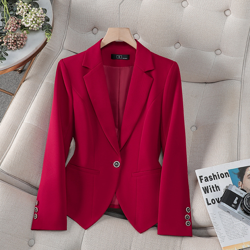 Formal Winter Wear Women Jacket - 新しいファッション女性フォーマルブレザー女性赤白黒オフィススーツコートレディースビジネスワークウェアジャケット春秋アウター