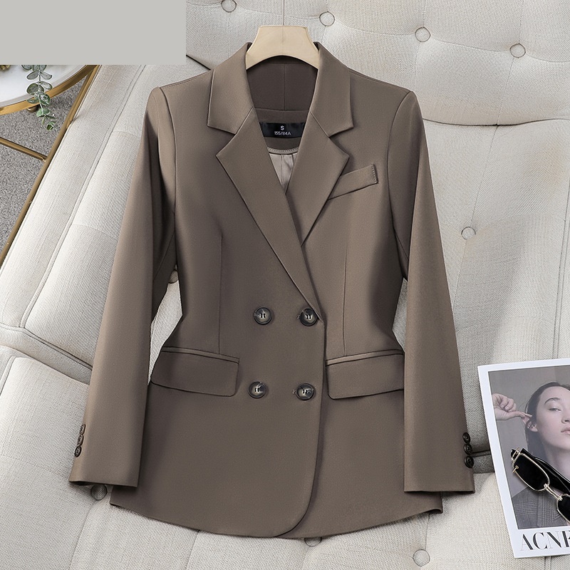 Formal Winter Wear Women Jacket - 女性用ダブルブレストジャケット,黒,茶色,オフィス,ビジネス,作業服,フォーマルコート,女性用アウター,高品質