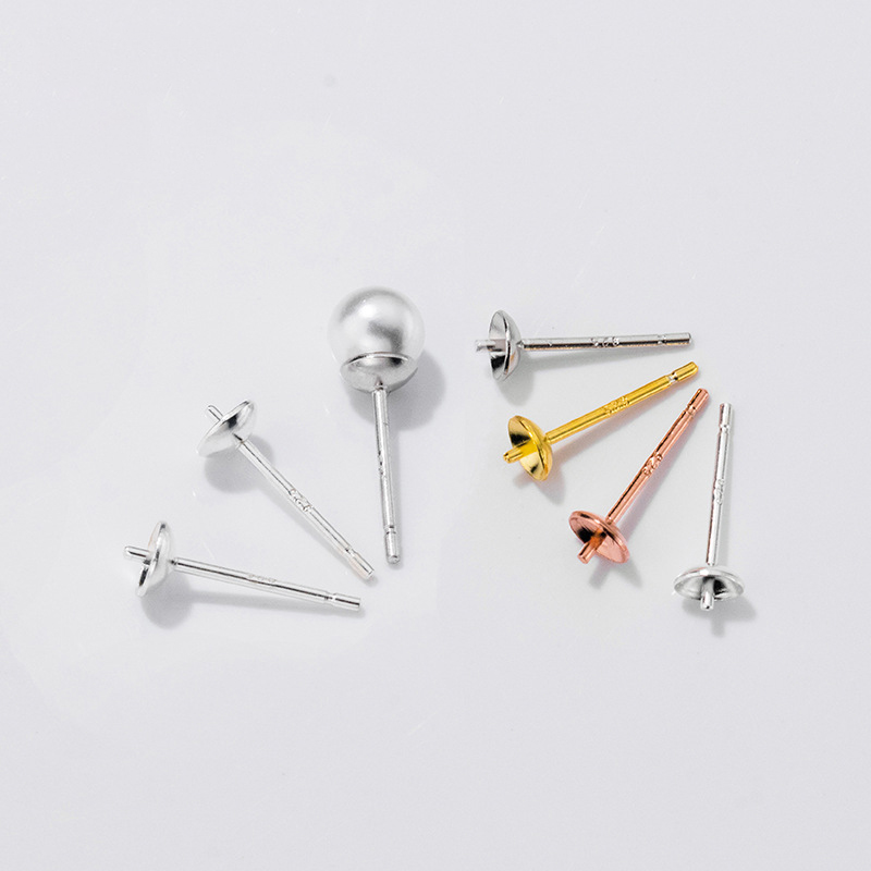 Pearl Earring Stud - スターリングシルバーs925イヤリング,ビーズ用ピン付きベースセット,5818クリスタル,5040,ジュエリー作り,DIYアクセサリー