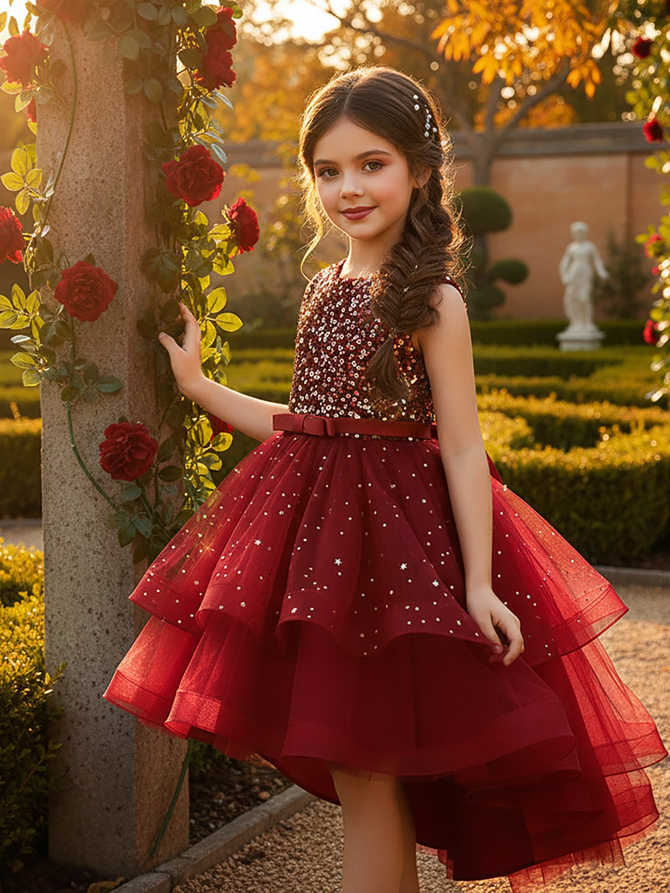 Women'S Formal Wear For Girls - 女の赤ちゃんプリンセス花柄スパンコールドレスオフショルダー幼児子供チュール Vestido パーティー結婚式ページェントベビー服 3-12Y
