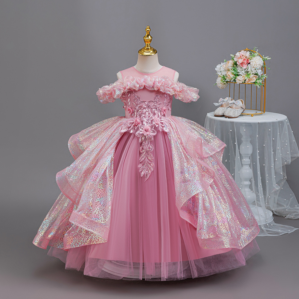 Women'S Formal Wear For Girls - HETISO エレガントなフラワーガールドレス アップリケ ノースリーブ キッズ 子供用