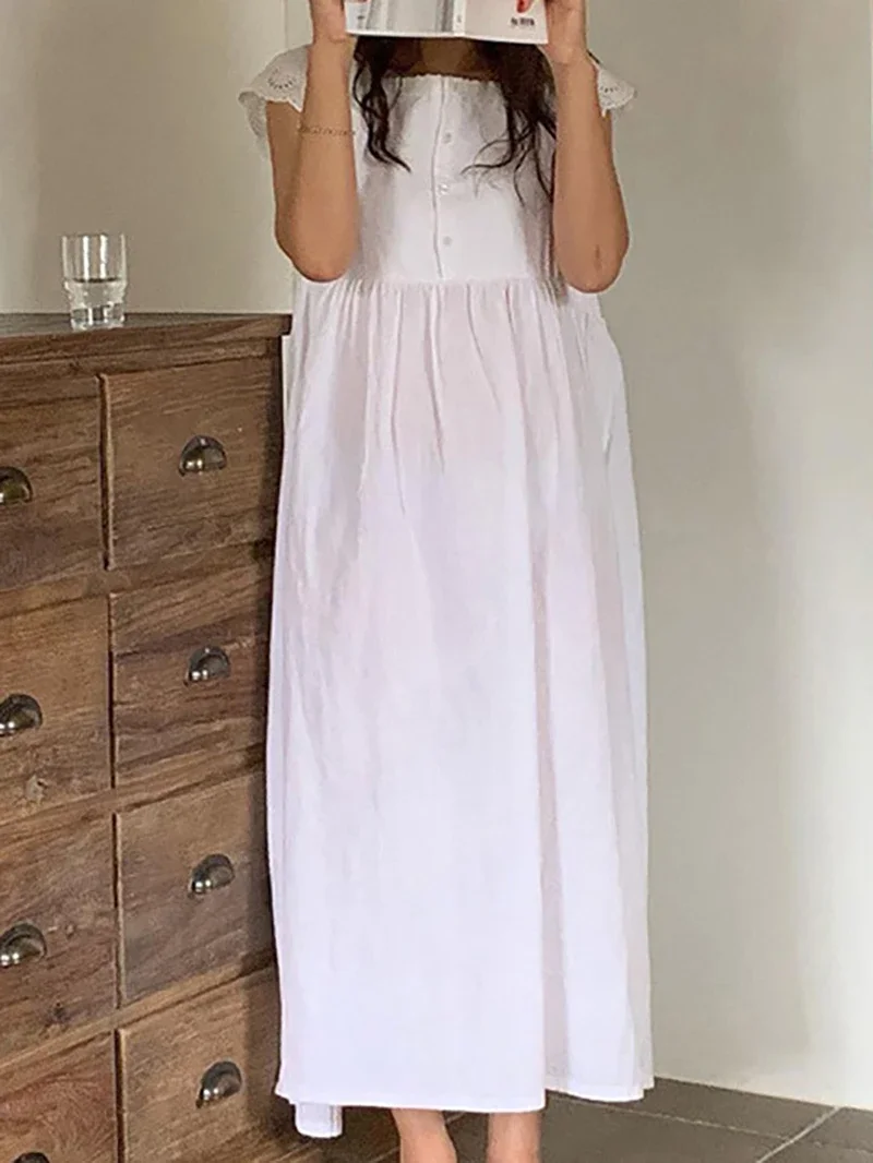 韓国かわいいラウンジナイトドレス夏の甘い女の子綿レース半袖寝 - Victorian Women'S Formal Wear のレビューと価格