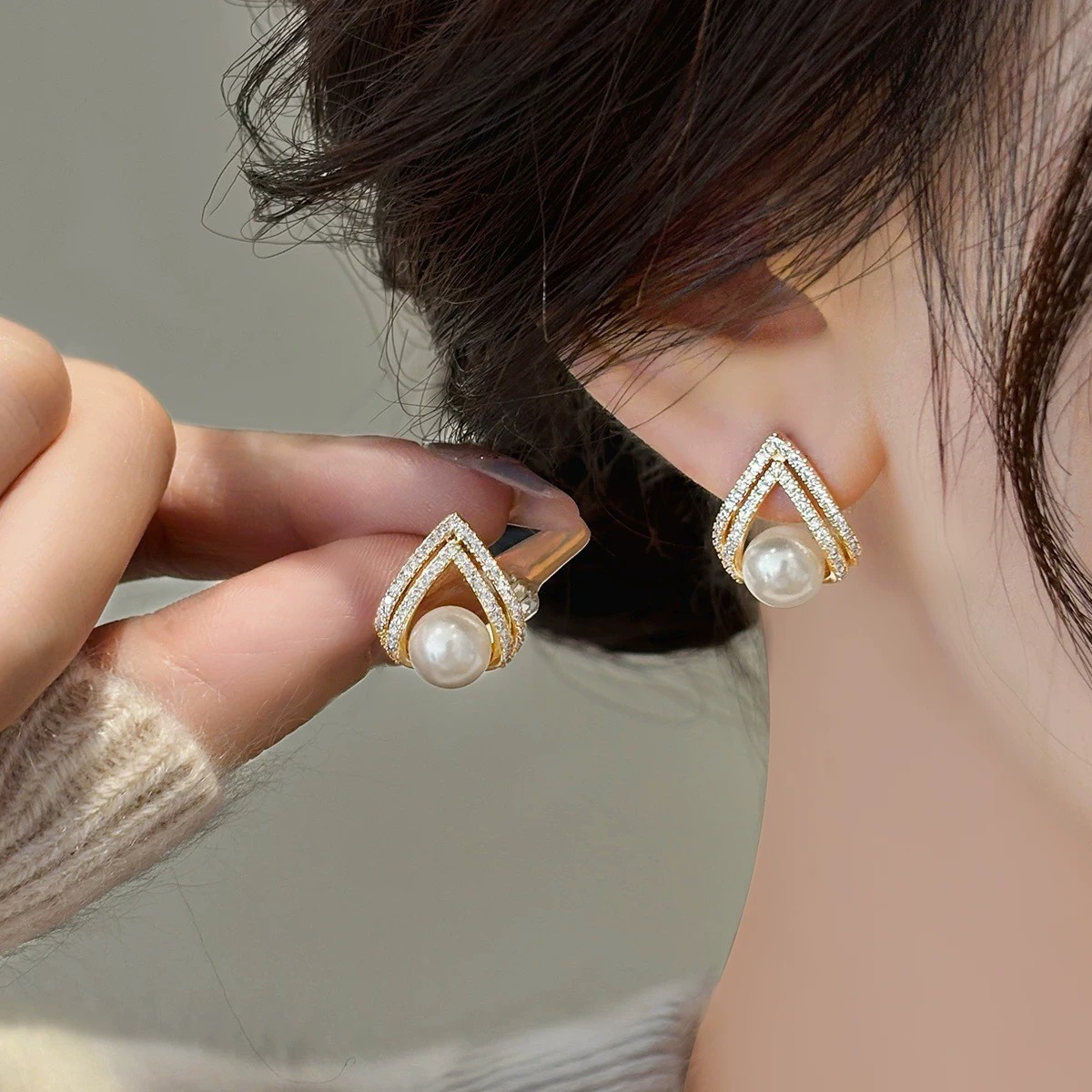 925 シルバー針韓国ファッションワインレッドパールイヤリン - Pearl Earring Stud のレビューと価格