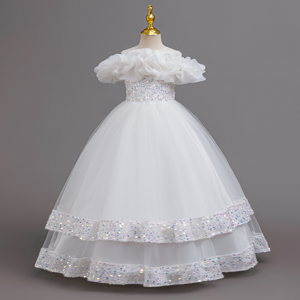 女の子用プリンセスオフショルダーラッフルチュールドレス、スパ - Women'S Formal Wear For Girls のレビューと価格