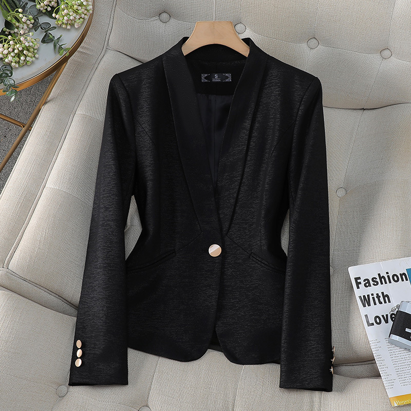 New秋の女性ブレザーコート長袖シングルボタンオフィスレディ - Formal Winter Wear Women Jacket のレビューと価格