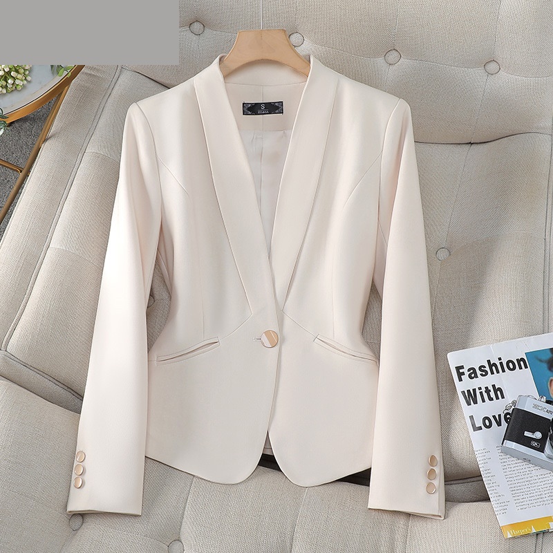 New秋の女性ブレザーコート長袖シングルボタンオフィスレディ - Formal Winter Wear Women Jacket のレビューと価格