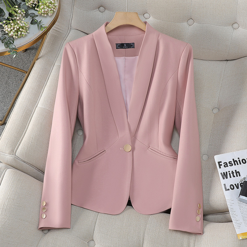 New秋の女性ブレザーコート長袖シングルボタンオフィスレディ - Formal Winter Wear Women Jacket のレビューと価格