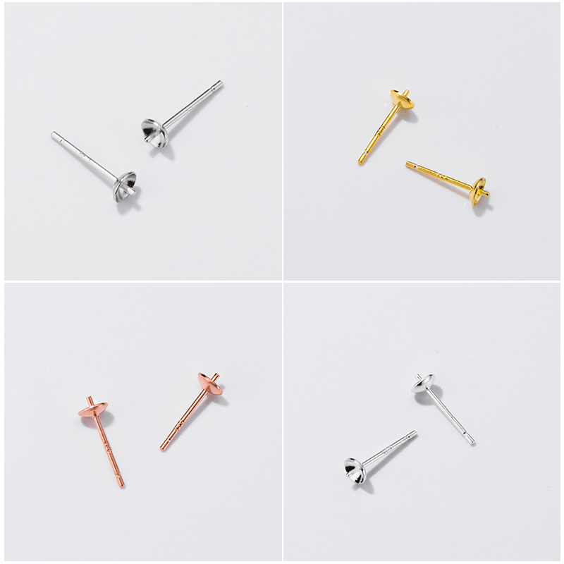 スターリングシルバーs925イヤリング,ビーズ用ピン付きベー - Pearl Earring Stud のレビューと価格