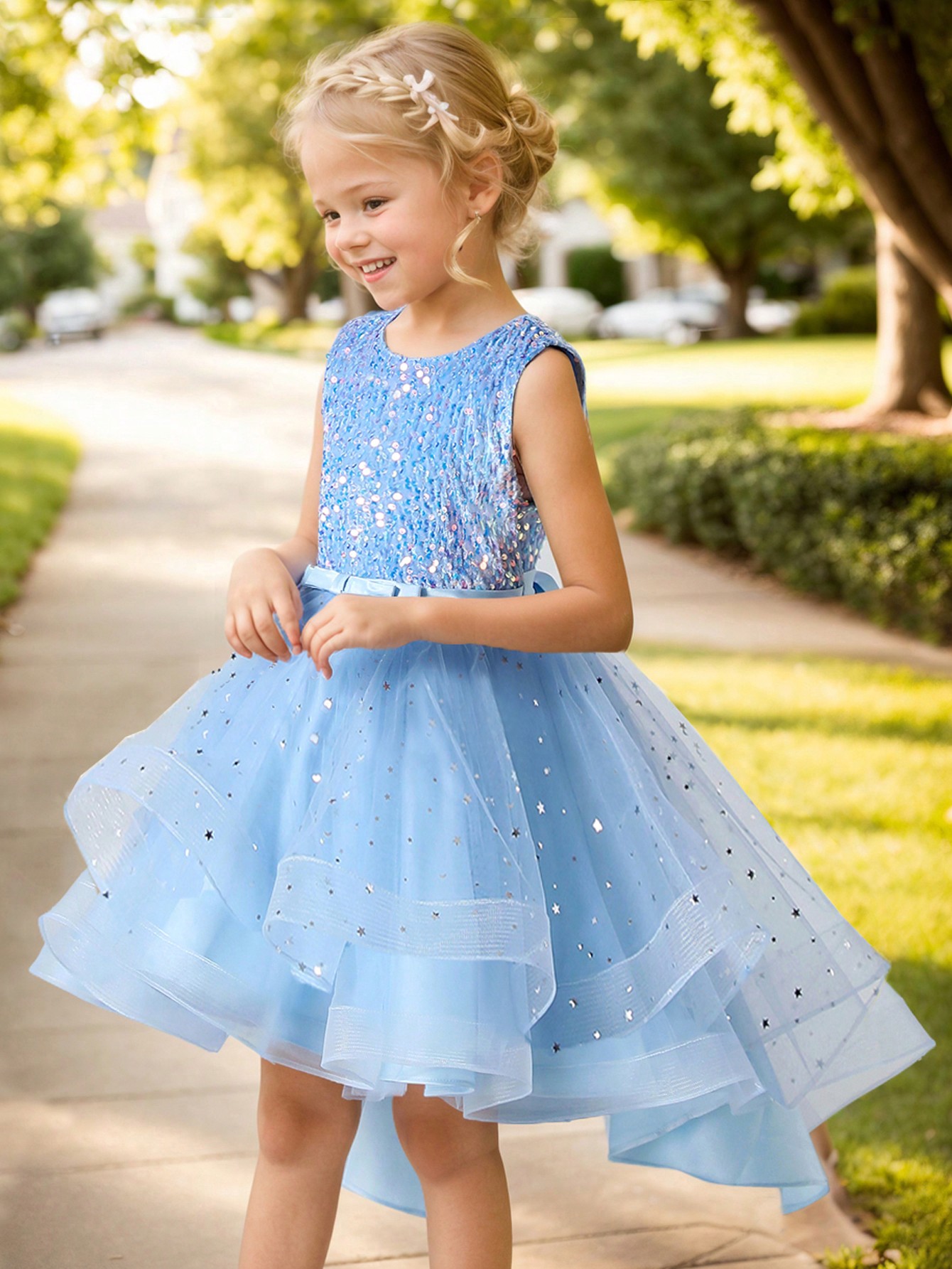 女の赤ちゃんプリンセス花柄スパンコールドレスオフショルダー幼 - Women'S Formal Wear For Girls のレビューと価格
