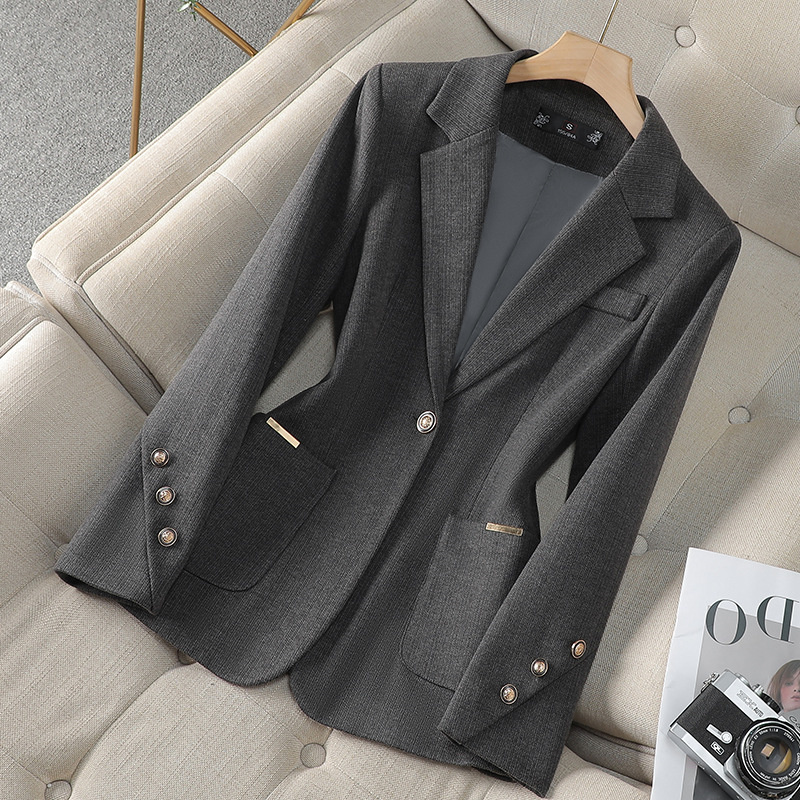 女性フォーマルブレザーレディースグレーコーヒー女性長袖シング - Formal Winter Wear Women Jacket のレビューと価格