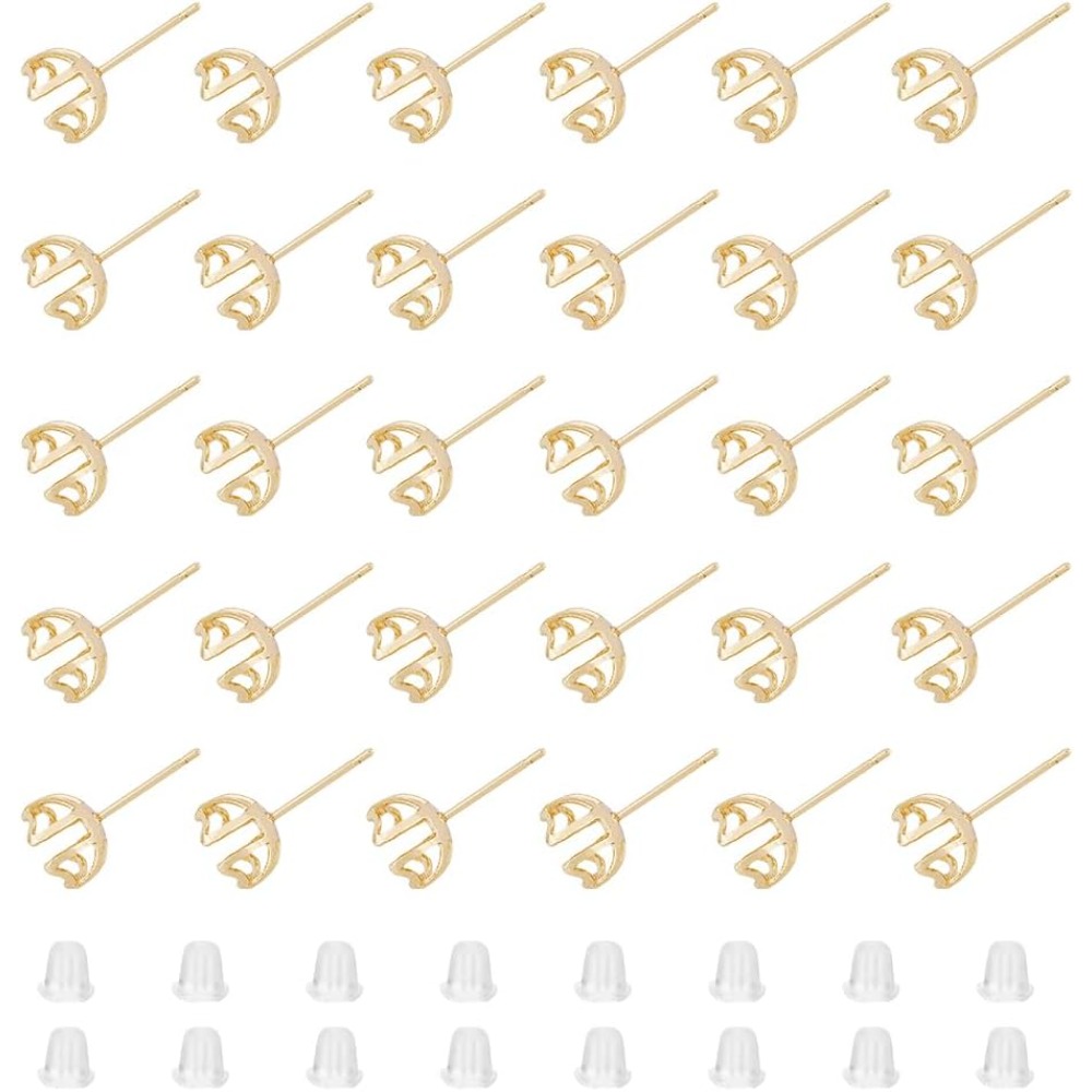 30個入り イヤリング留め具 4本爪イヤリングセッティング  - Pearl Earring Stud のレビューと価格