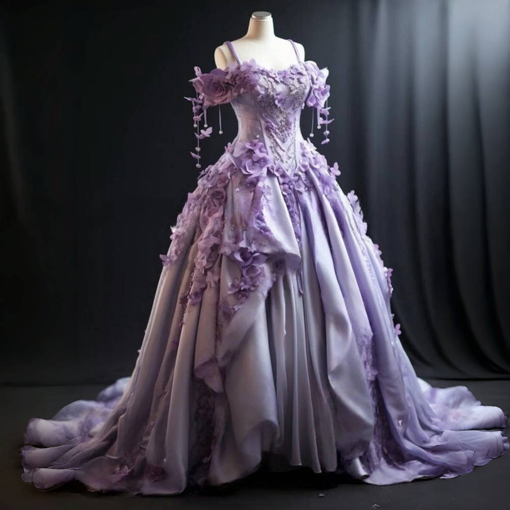 エレガントな花柄ビクトリア朝のウエディングドレスオフショルダ - Victorian Women'S Formal Wear のレビューと価格