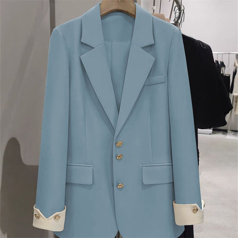 ファッションレディースブレザーカラーブロック長袖女性ビジネス - Formal Winter Wear Women Jacket のレビューと価格