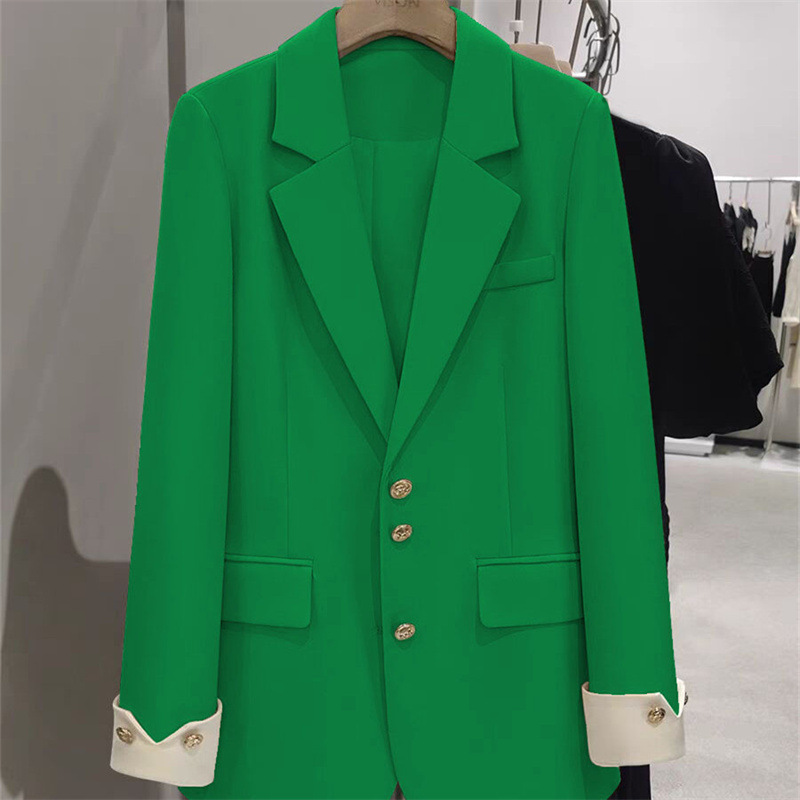 ファッションレディースブレザーカラーブロック長袖女性ビジネス - Formal Winter Wear Women Jacket のレビューと価格