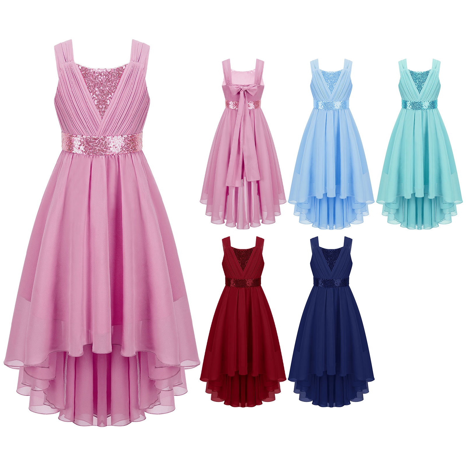 シルクシフォンプリンセスドレス,スパンコール,誕生日パーティ - Women'S Formal Wear For Girls のレビューと価格