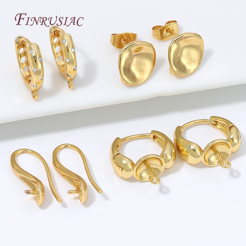 18K金メッキの水滴型ハギーイヤリング留め金具、パールポスト - Pearl Earring Stud のレビューと価格