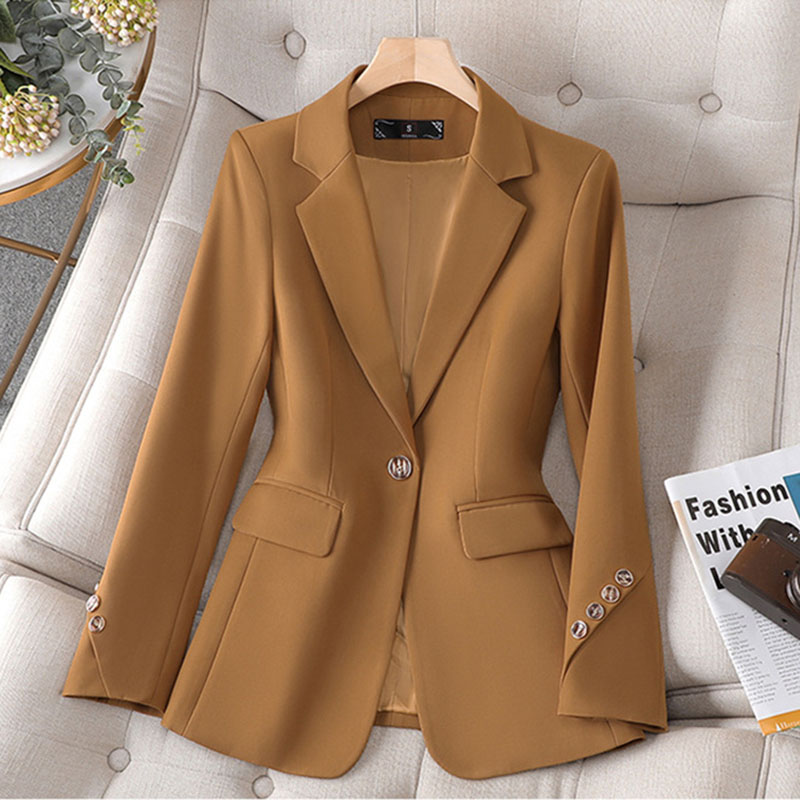 高品質の女性ブレザージャケット女性固体長袖ビジネスワークウェ - Formal Winter Wear Women Jacket のレビューと価格