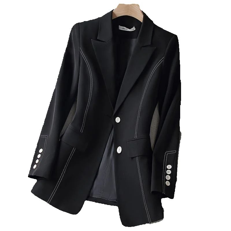 新しいファッション女性フォーマルブレザーレディース白黒女性長 - Formal Winter Wear Women Jacket のレビューと価格
