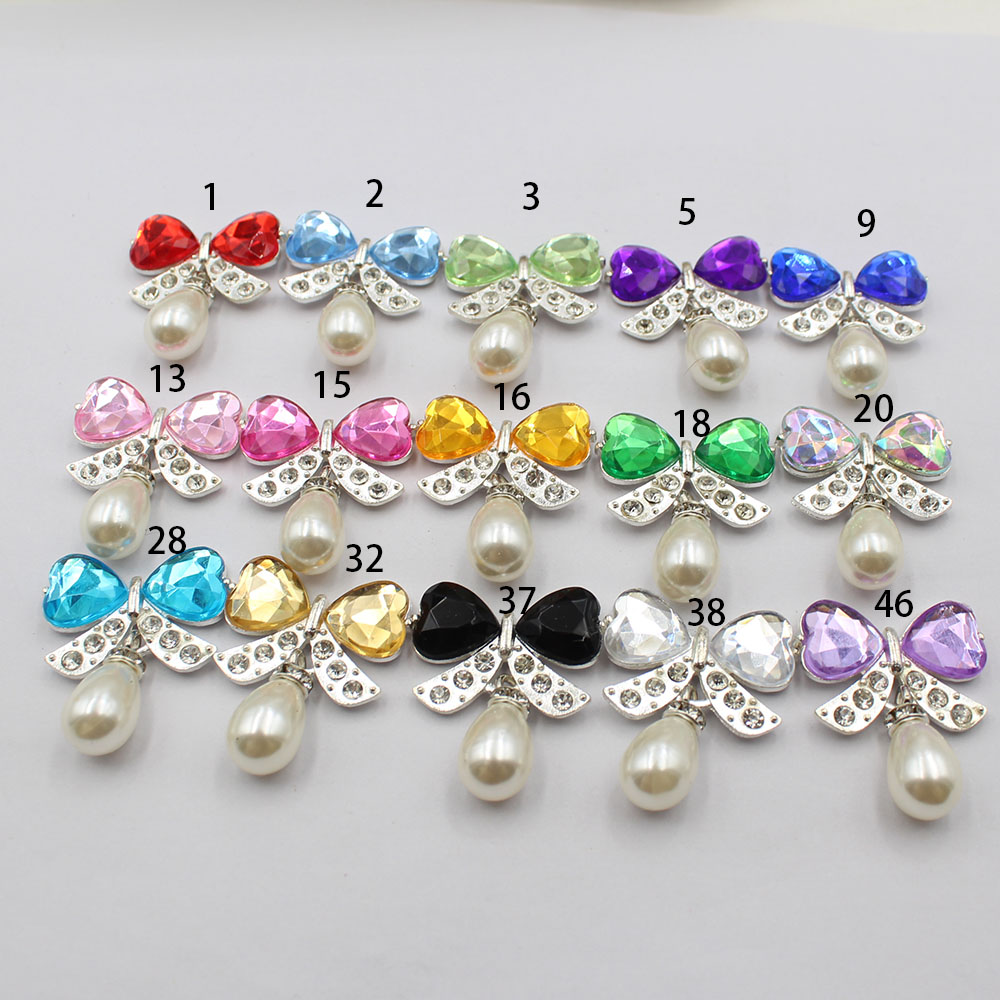 5個/セットの銀合金製ダイヤモンドがちりばめられたリボン、水 - Pearl Earring Stud のレビューと価格