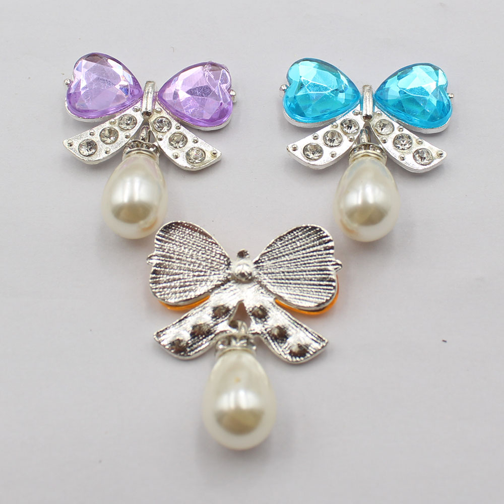 5個/セットの銀合金製ダイヤモンドがちりばめられたリボン、水 - Pearl Earring Stud のレビューと価格