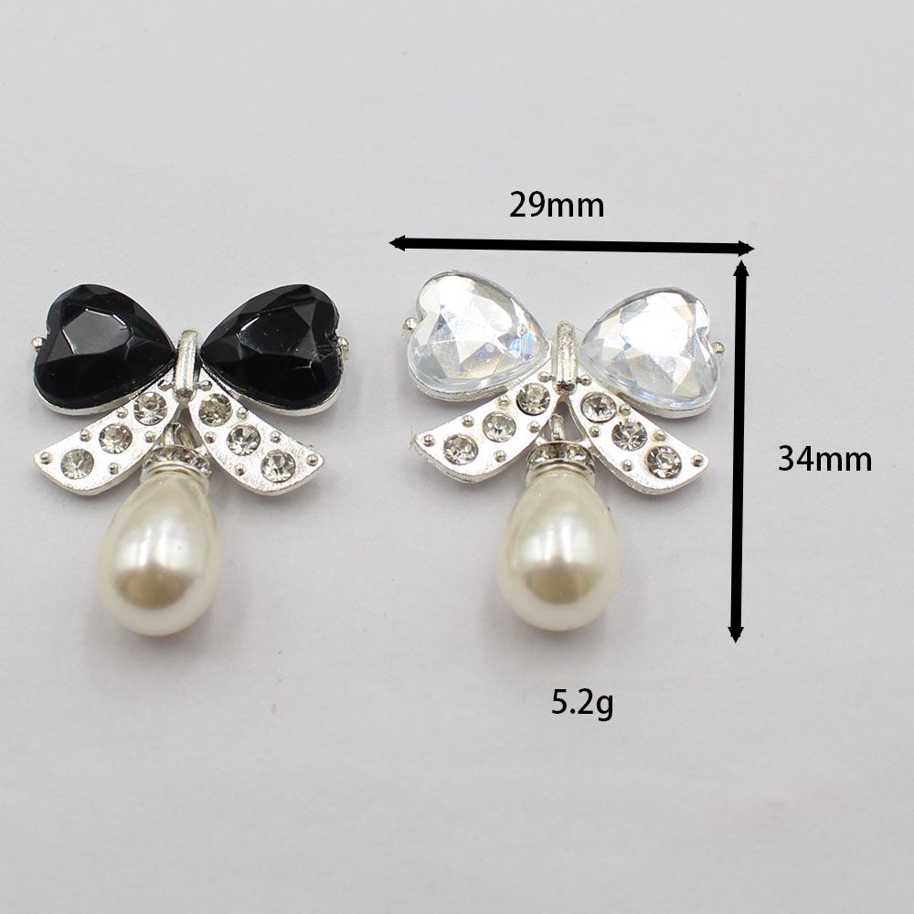 5個/セットの銀合金製ダイヤモンドがちりばめられたリボン、水 - Pearl Earring Stud のレビューと価格
