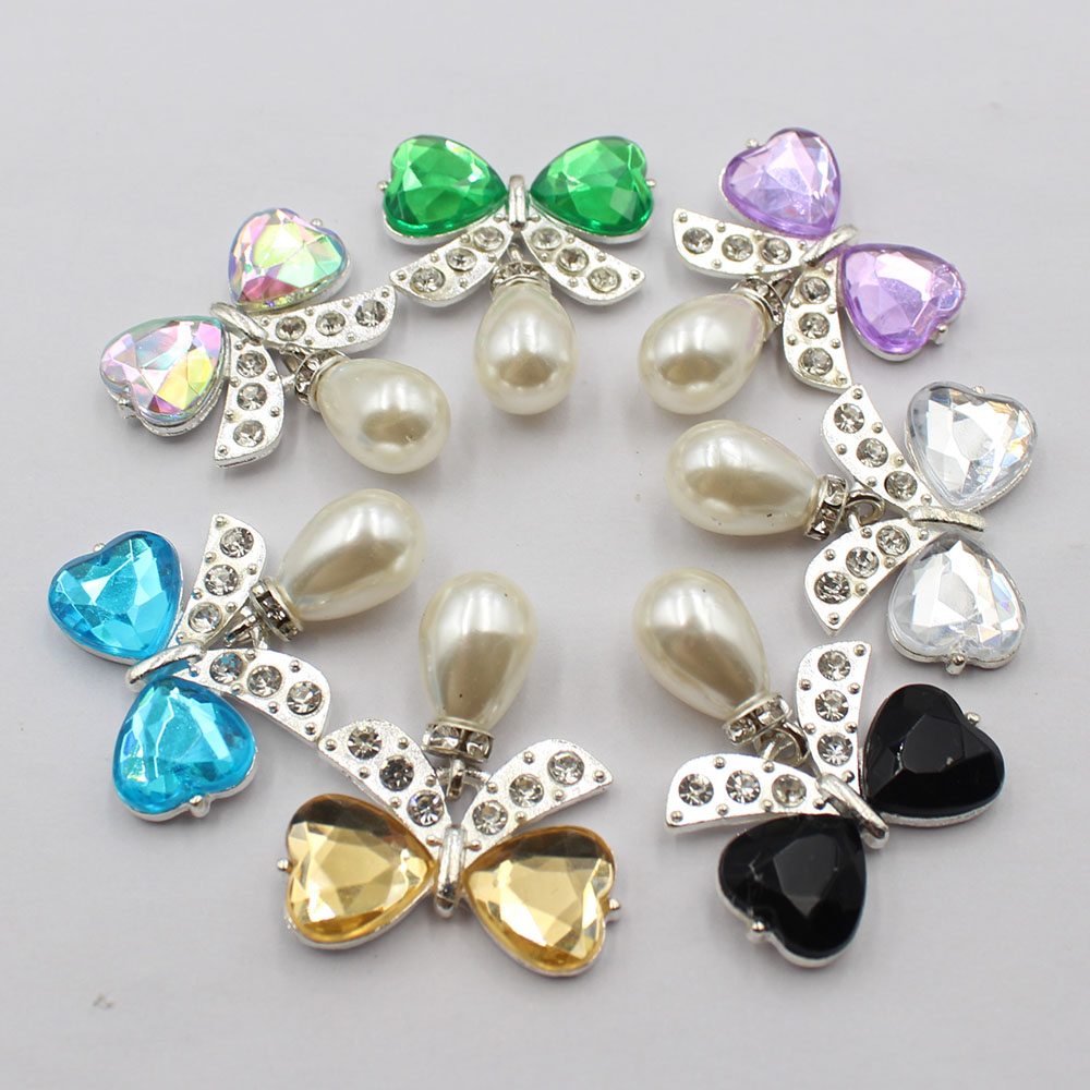 5個/セットの銀合金製ダイヤモンドがちりばめられたリボン、水 - Pearl Earring Stud のレビューと価格