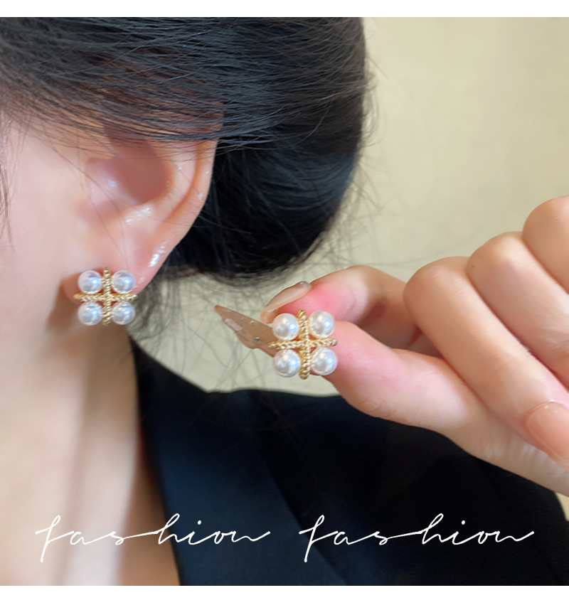 925シルバーニードル韓国ファッションクロスパールイヤリング - Pearl Earring Stud のレビューと価格