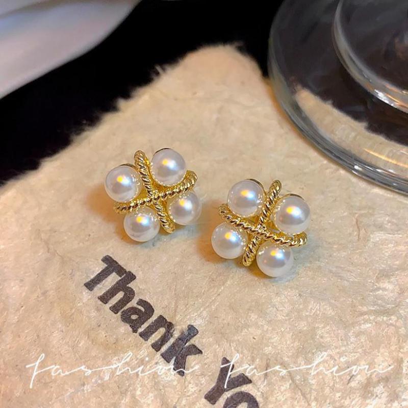 925シルバーニードル韓国ファッションクロスパールイヤリング - Pearl Earring Stud のレビューと価格