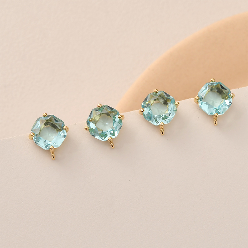 10 ペア色ファセットスクエアガラスイヤリングスタッドポスト - Pearl Earring Stud のレビューと価格