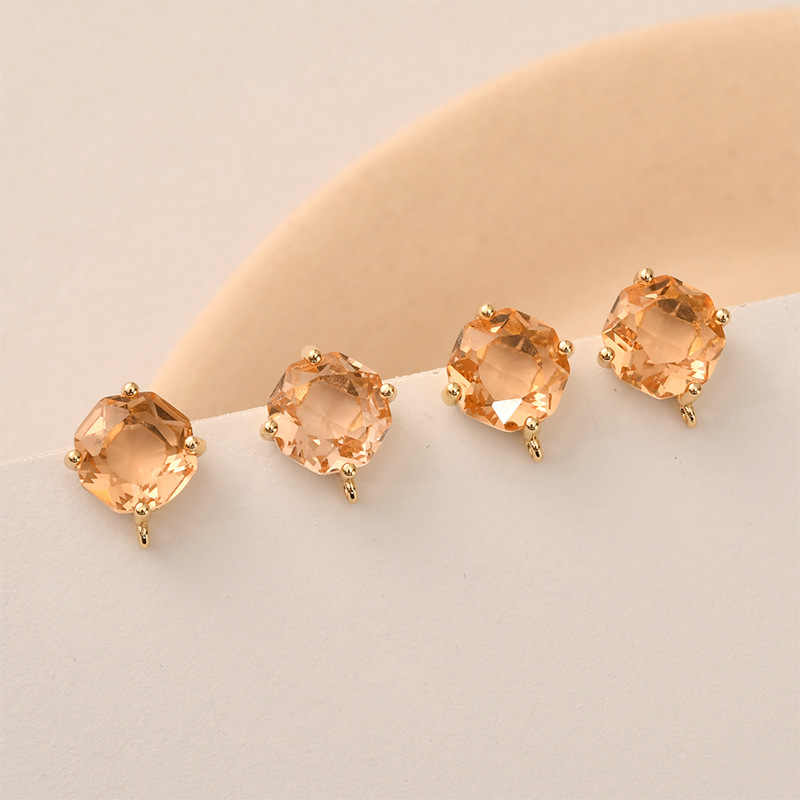 10 ペア色ファセットスクエアガラスイヤリングスタッドポスト - Pearl Earring Stud のレビューと価格