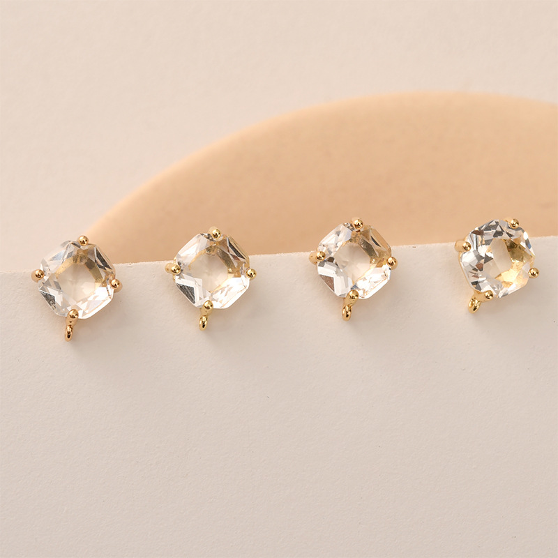 10 ペア色ファセットスクエアガラスイヤリングスタッドポスト - Pearl Earring Stud のレビューと価格