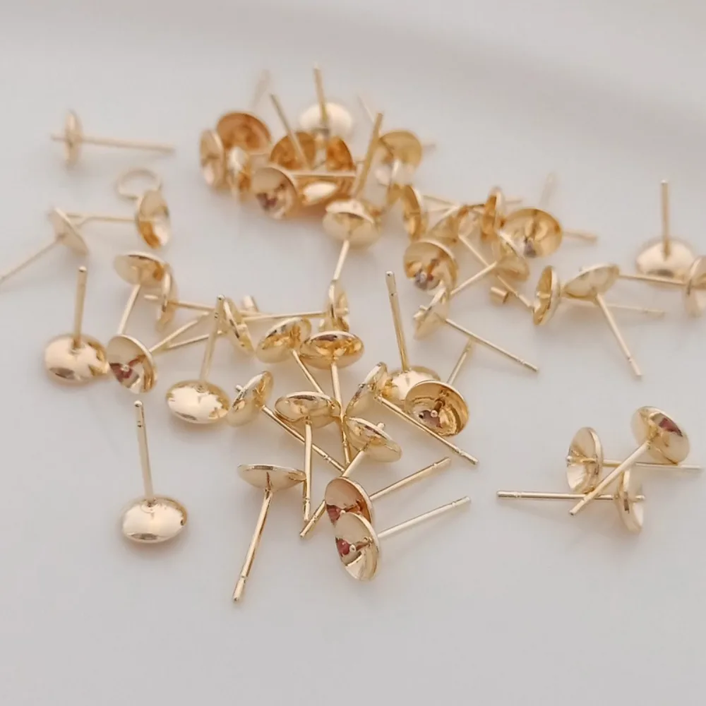 14K金メッキビーズアクセサリー、半穴貼り付けイヤースタッド - Pearl Earring Stud のレビューと価格