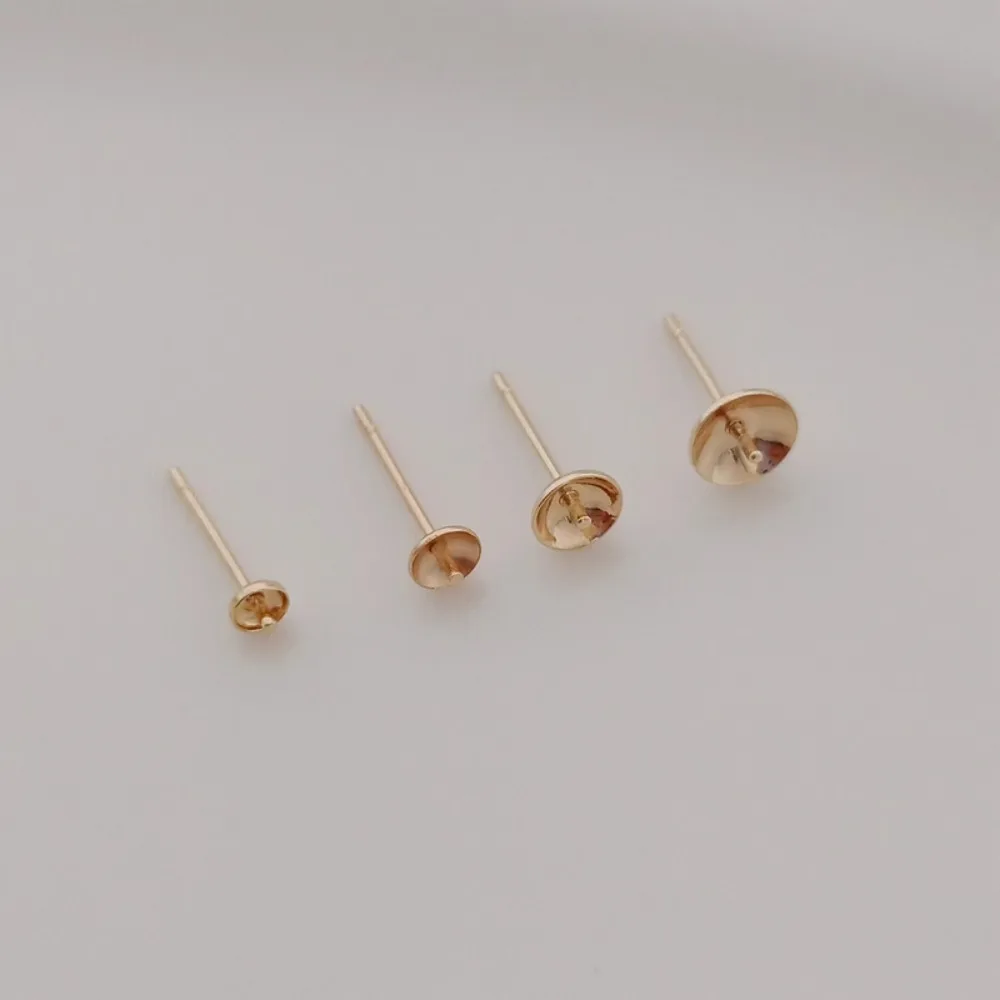14K金メッキビーズアクセサリー、半穴貼り付けイヤースタッド - Pearl Earring Stud のレビューと価格