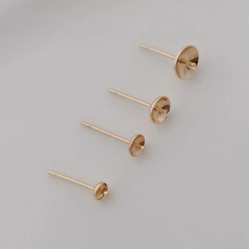 14K金メッキビーズアクセサリー、半穴貼り付けイヤースタッド - Pearl Earring Stud のレビューと価格