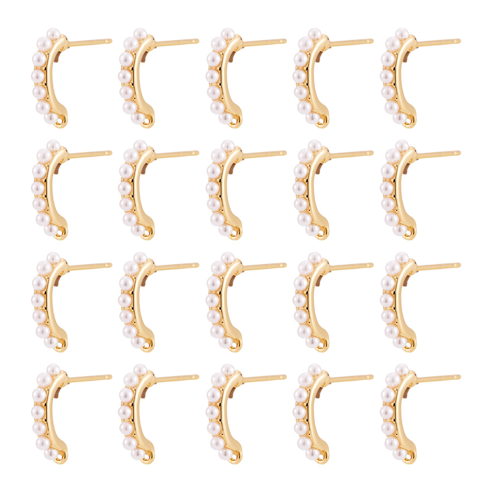 30個入り真鍮製スタッドピアス金具、ABSプラスチック製イミ - Pearl Earring Stud のレビューと価格
