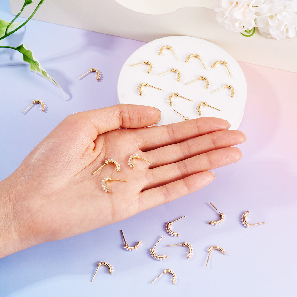 30個入り真鍮製スタッドピアス金具、ABSプラスチック製イミ - Pearl Earring Stud のレビューと価格